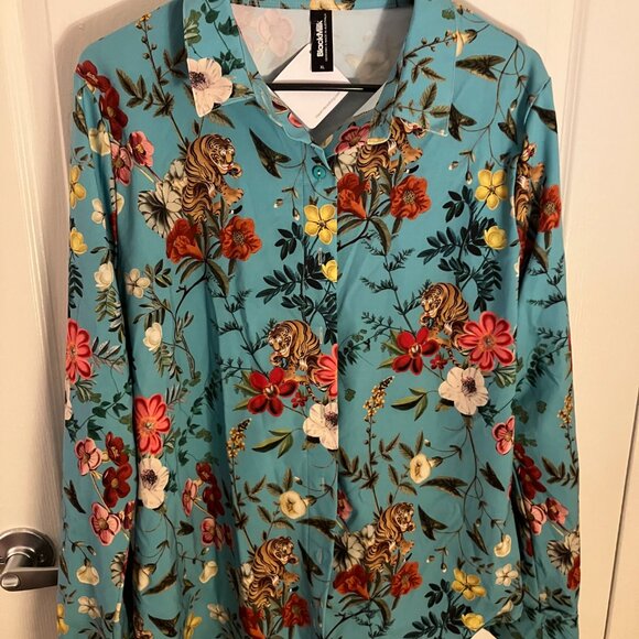 Blackmilk Clothing Tropical Tiger Long Sleeve Business Time Shirt XL - Picture 3 of 4